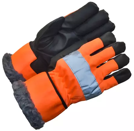 Työsormikas, PU-pinnoitettu/oranssibritex, teddyvuori - Synteettiset käsineet - 2401 - 1