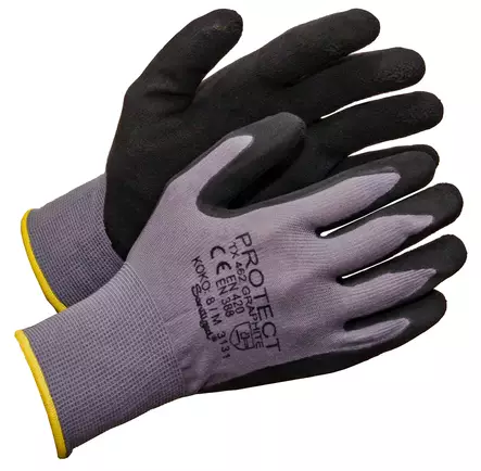 Vaahdotettu latexsormikas, harmaa - Latexpinnoitetut käsineet - 2441 - 1